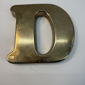 Vintage Letter "D"‎ Paperweight Solid Brass A&M Leatherlines NY, NY